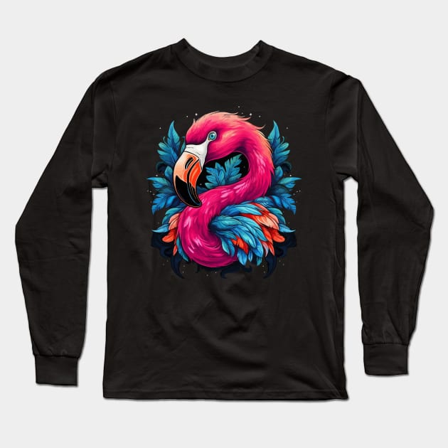 Flamingo Smiling Long Sleeve T-Shirt by JH Mart